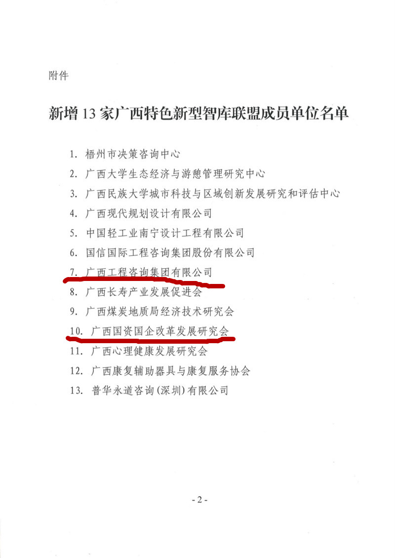 喜報！廣西工程咨詢集團和廣西國資國企改革發(fā)展研究會成為廣西智庫聯(lián)盟成員單位